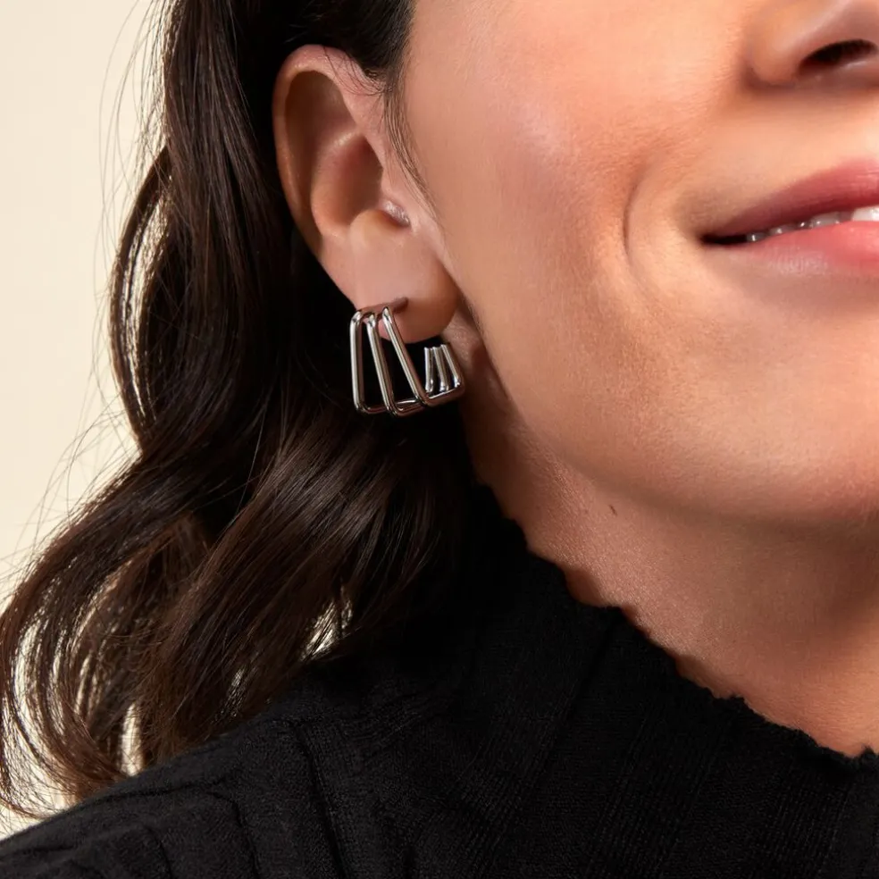 Créoles Stormie Acier Blanc