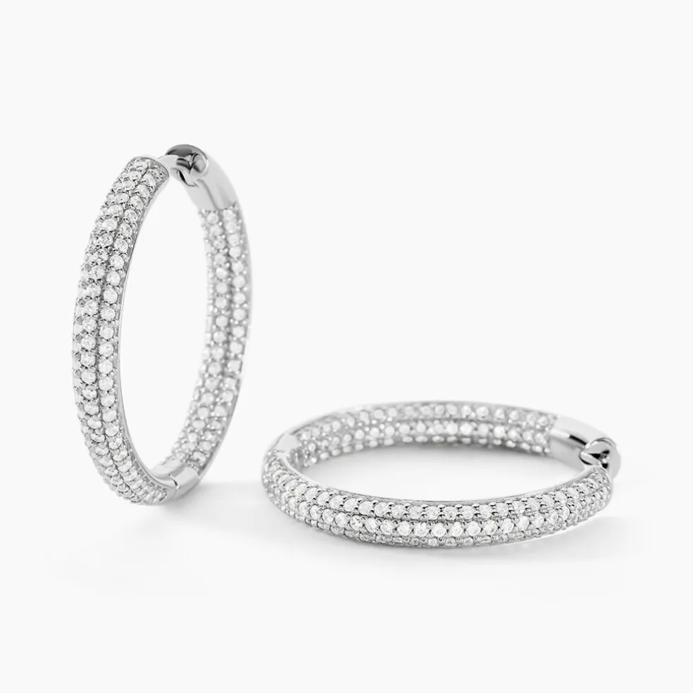 Créoles Suzel Argent Blanc Oxyde De Zirconium