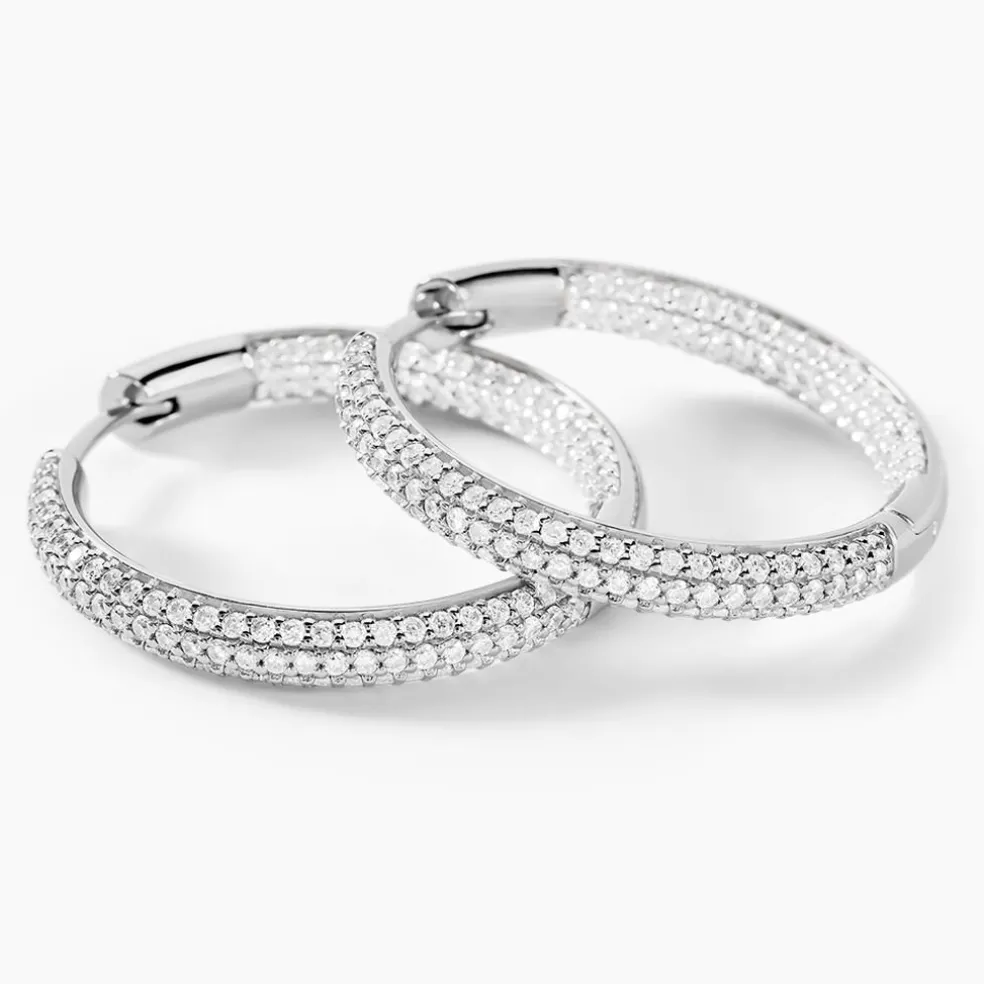 Créoles Suzel Argent Blanc Oxyde De Zirconium