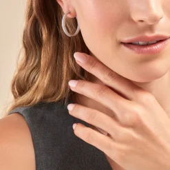 Créoles Suzel Argent Blanc Oxyde De Zirconium