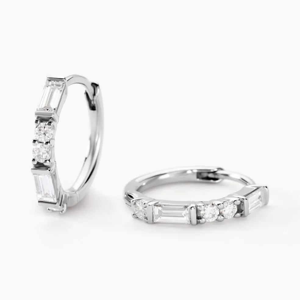 Créoles Taranis Or Blanc Diamant Synthétique