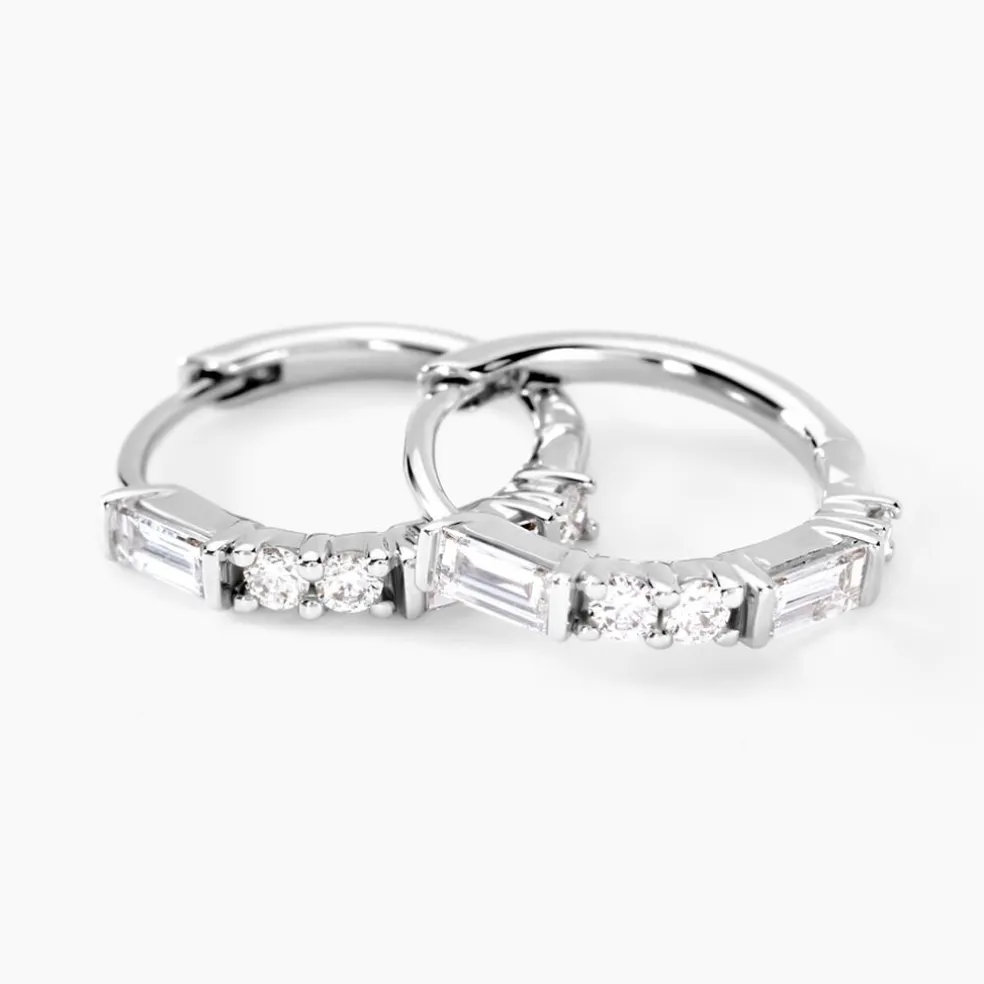 Créoles Taranis Or Blanc Diamant Synthétique