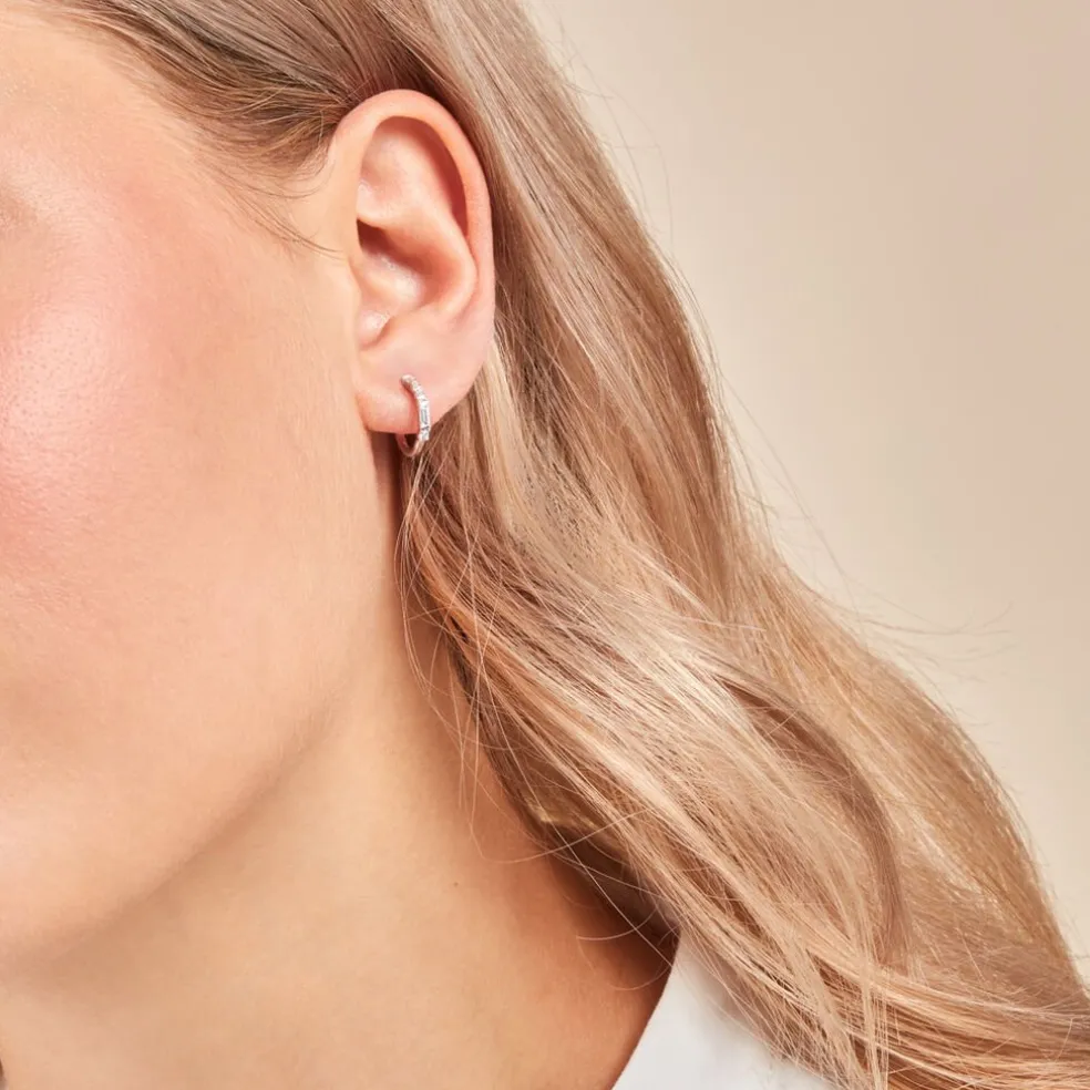 Créoles Taranis Or Blanc Diamant Synthétique