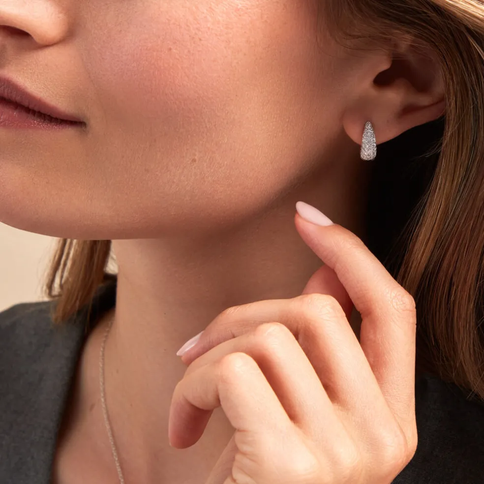 Créoles Tiwa Argent Bicolore Oxyde De Zirconium