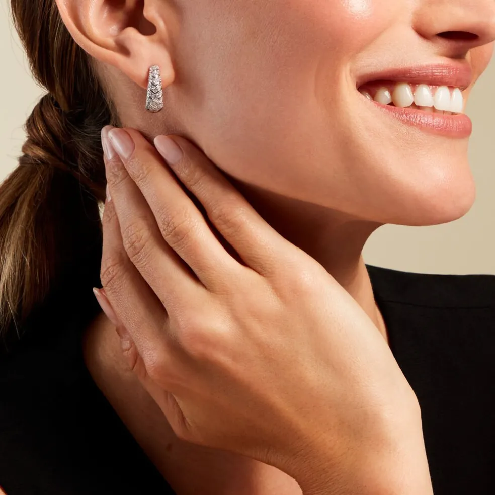 Créoles Tiwa Argent Blanc Oxyde De Zirconium