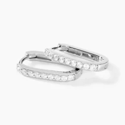 Créoles Trait D'union Argent Rhodié Oxyde De Zirconium