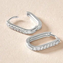 Créoles Trait D'union Argent Rhodié Oxyde De Zirconium