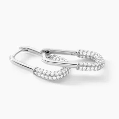 Créoles Urban Call Argent Blanc Oxyde De Zirconium