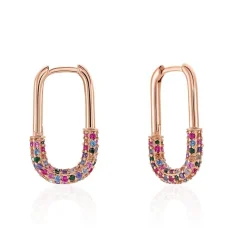 Créoles Urban Call Argent Rose Pierre De Synthese Oxyde De Zirconium