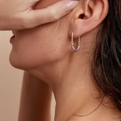 Créoles Urban Call Argent Rose Pierre De Synthese Oxyde De Zirconium