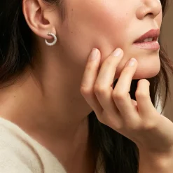 Créoles Uwe Argent Blanc Oxyde De Zirconium