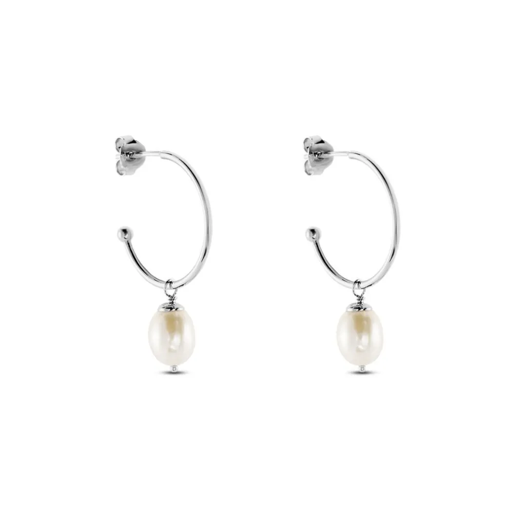 Créoles Walli Argent Blanc Perle De Culture