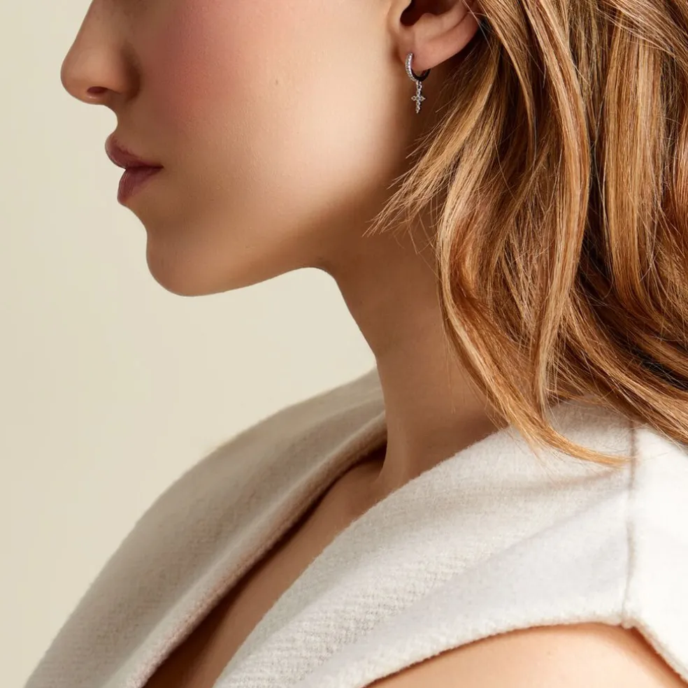 Créoles Ysee Argent Blanc Oxyde De Zirconium