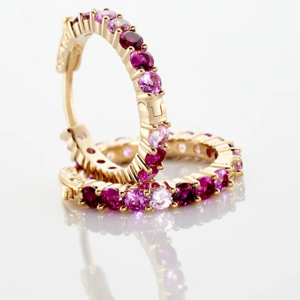 Créoles Zoelia Rondes Plaqué Or Jaune Pierres De Synthèse