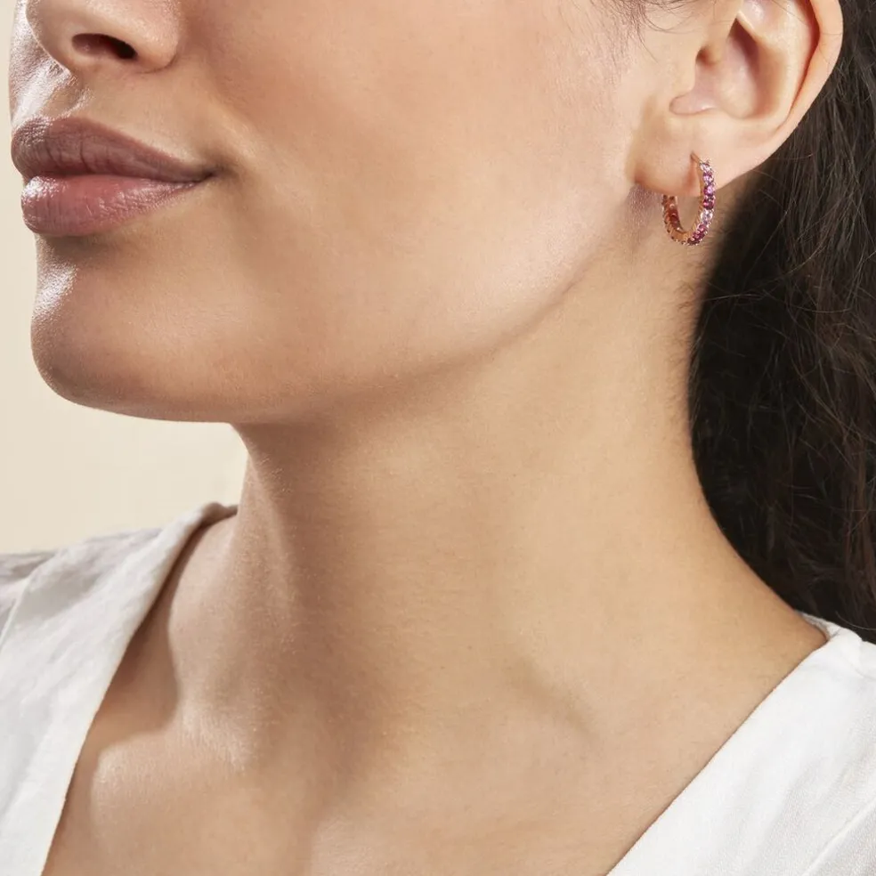 Créoles Zoelia Rondes Plaqué Or Jaune Pierres De Synthèse