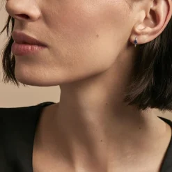 Demi Créoles Barrett Or Blanc Saphir Diamant