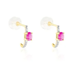 Demi Créoles Barrett Or Jaune Rubis Diamant