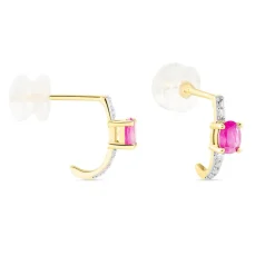 Demi Créoles Barrett Or Jaune Rubis Diamant