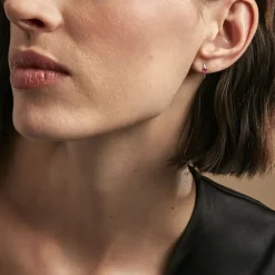 Demi Créoles Barrett Or Jaune Rubis Diamant