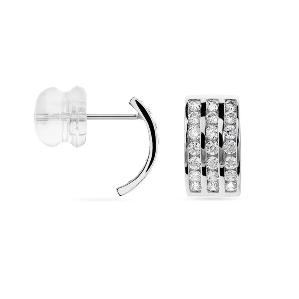 Demi Créoles Or Blanc Jacobea Oxyde De Zirconium