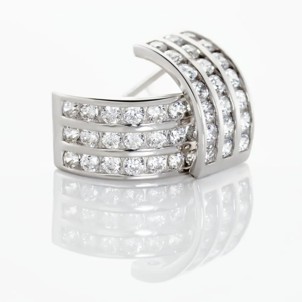 Demi Créoles Or Blanc Jacobea Oxyde De Zirconium