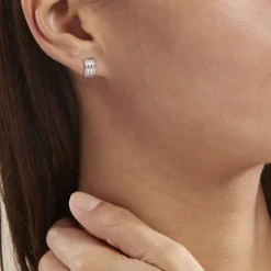 Demi Créoles Or Blanc Jacobea Oxyde De Zirconium