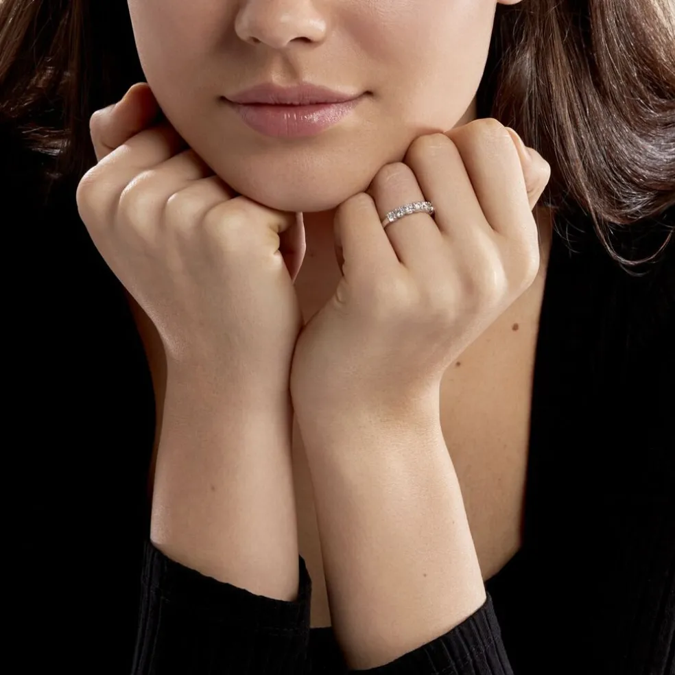 Demi-alliance Eloisa Or Blanc Diamants Synthétique