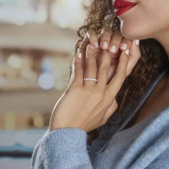 Demi-alliance Or Blanc Eloisa Diamant Synthetique