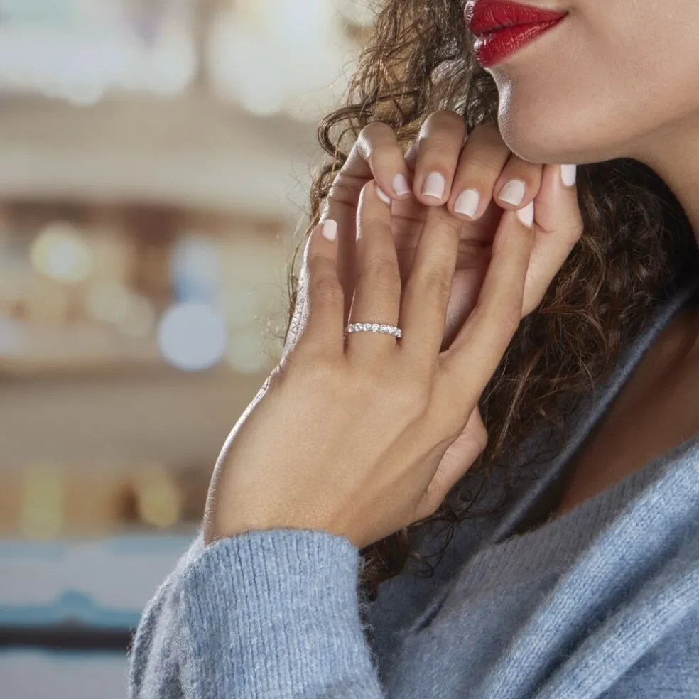 Demi-alliance Or Blanc Eloisa Diamant Synthetique