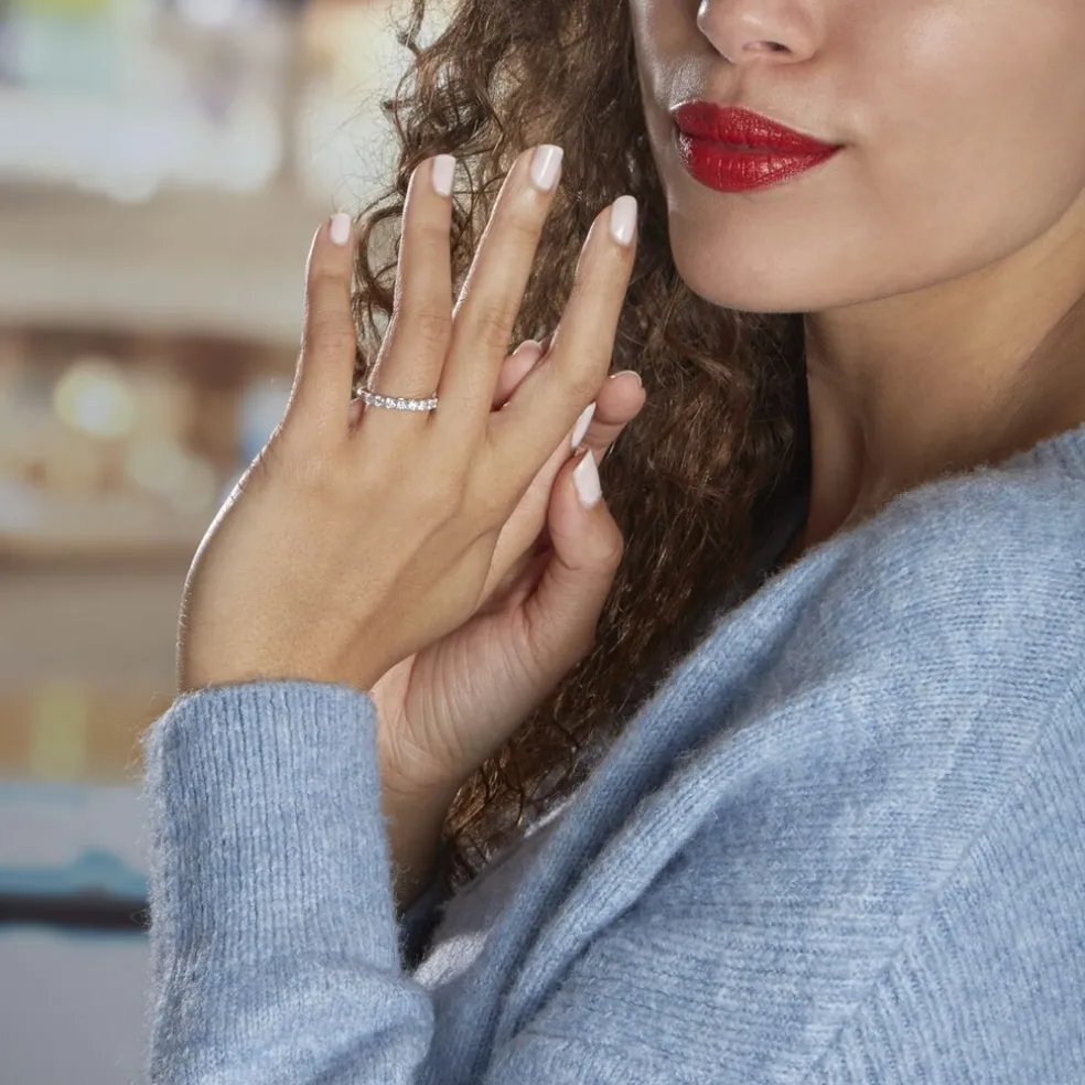 Demi-alliance Or Blanc Eloisa Diamant Synthetique