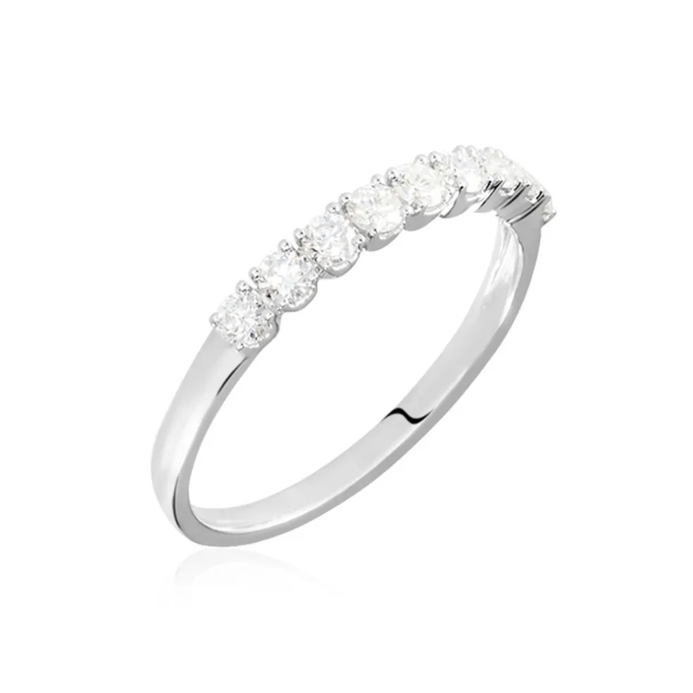 Demi-alliance Or Blanc Eloisa Diamant Synthetique