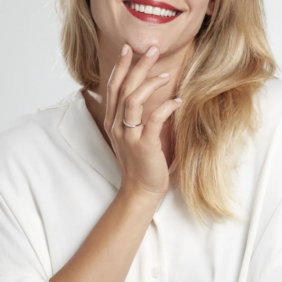 Demi-alliance Or Blanc Eloisa Diamant Synthetique