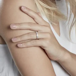 Demi-alliance Or Blanc  Valentine Diamant Synthetique