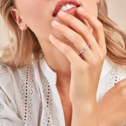 Demi-alliance Or Blanc  Valentine Diamant Synthetique