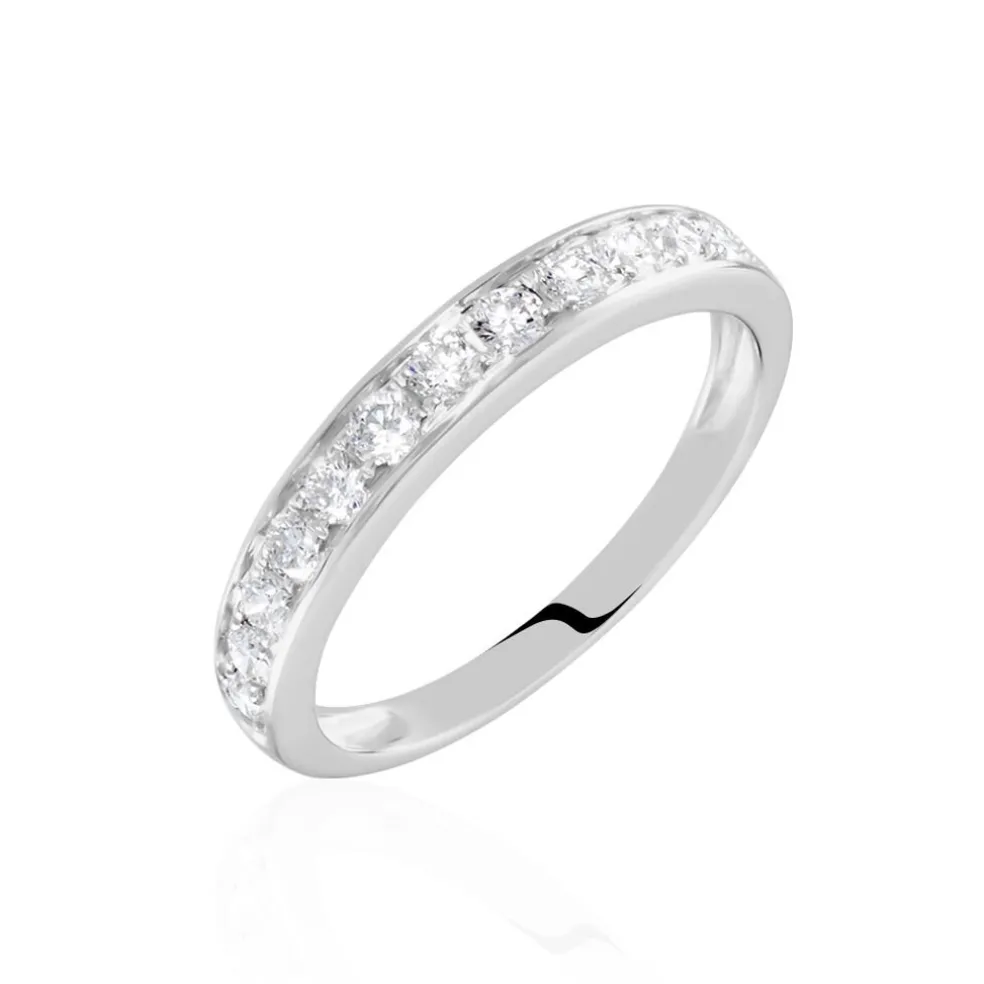 Demi-alliance Or Blanc Valentine Diamant Synthetique
