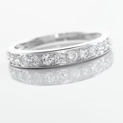 Demi-alliance Or Blanc Valentine Diamant Synthetique