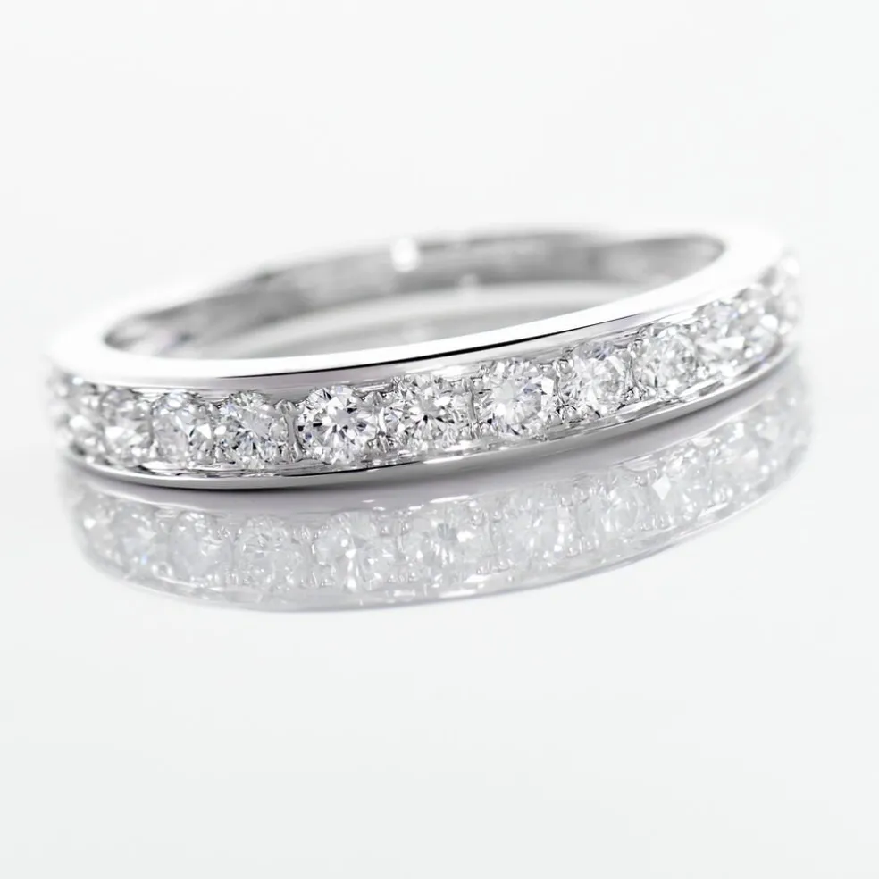 Demi-alliance Or Blanc Valentine Diamant Synthetique