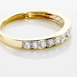 Demi-alliance Or Jaune Valentine Diamant Synthetique