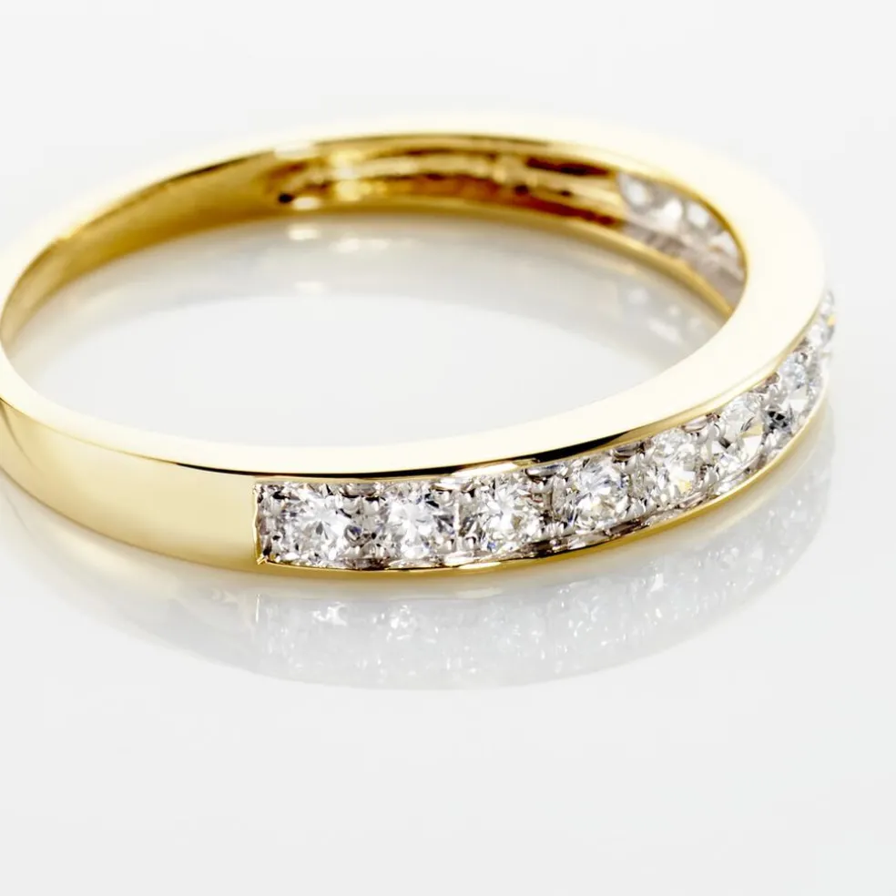 Demi-alliance Or Jaune Valentine Diamant Synthetique