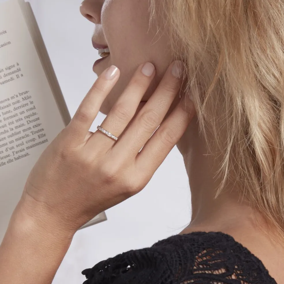 Demi-alliance Or Jaune Valentine Diamant Synthetique