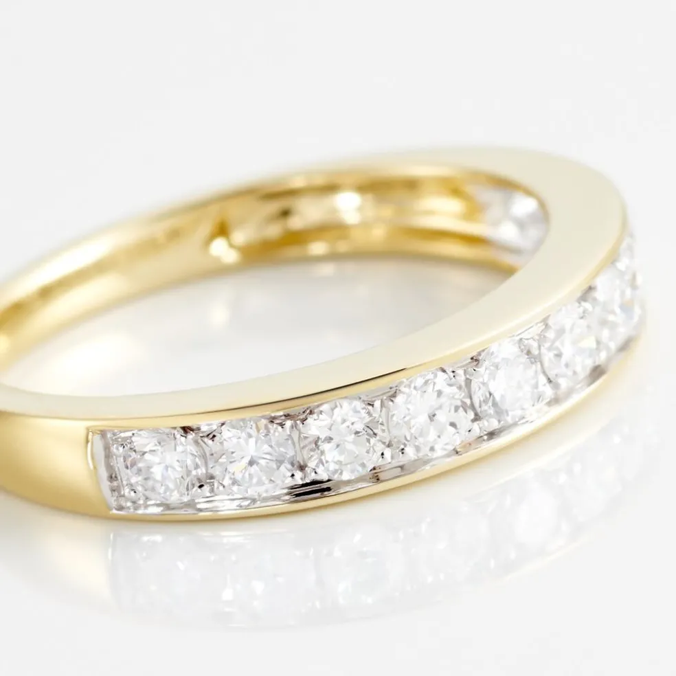 Demi-alliance Or Jaune Valentine Diamants Synthetique