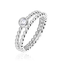 Duo De Bagues Roseli Argent Blanc Oxyde De Zirconium