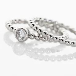 Duo De Bagues Roseli Argent Blanc Oxyde De Zirconium