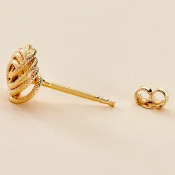 Fermoir Papillon Boucle D'oreille Or Jaune