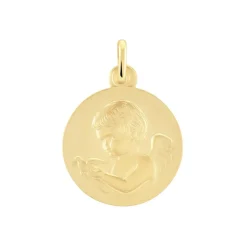 Medaille Or Jaune Ange Et Oiseau