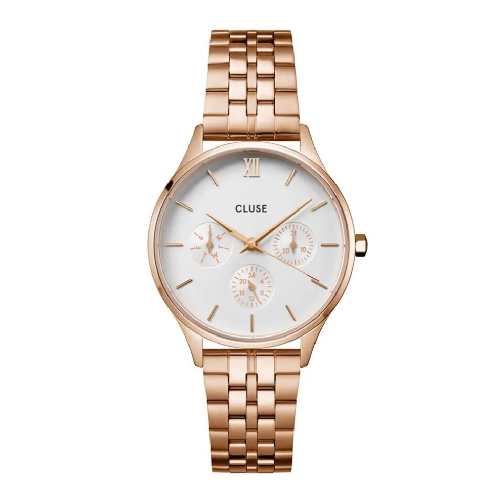 Montre Cluse Minuit Multifonction Blanc