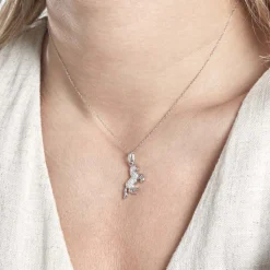 Pendentif Amelot Argent Blanc Oxyde De Zirconium