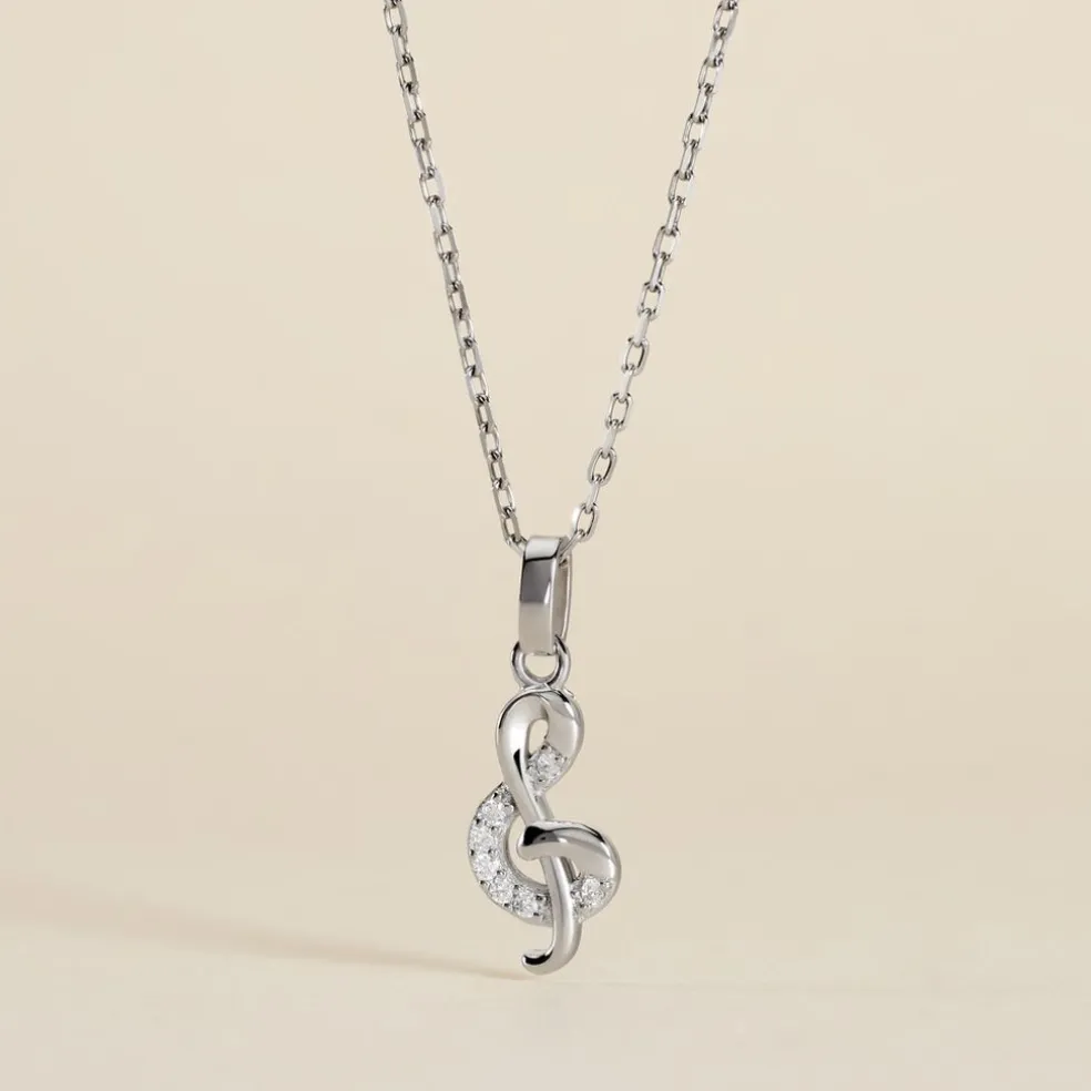 Pendentif Amelot Argent Blanc Oxyde De Zirconium