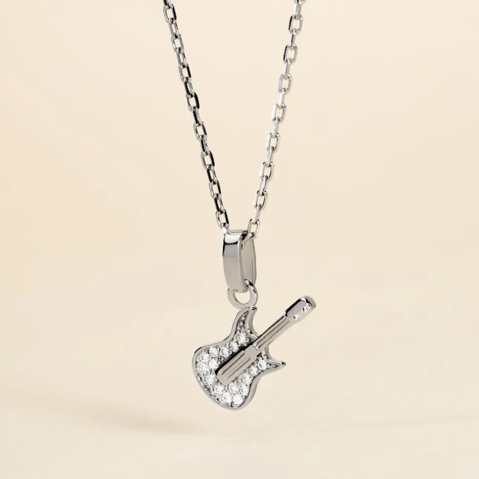 Pendentif Amelot Argent Blanc Oxyde De Zirconium