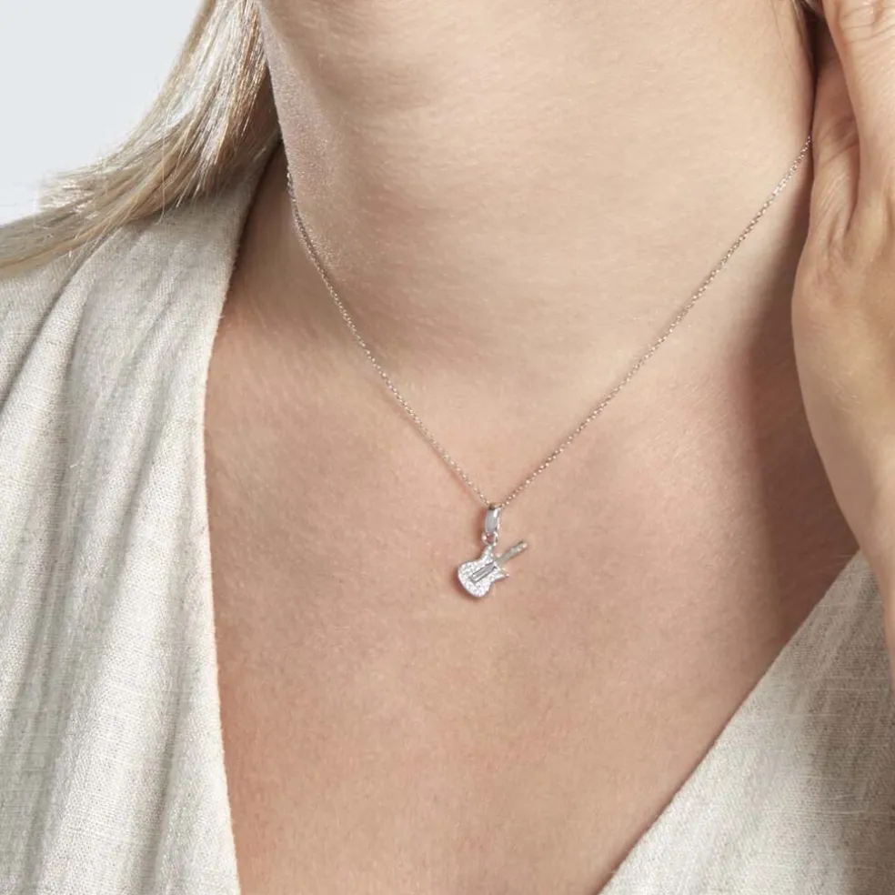 Pendentif Amelot Argent Blanc Oxyde De Zirconium